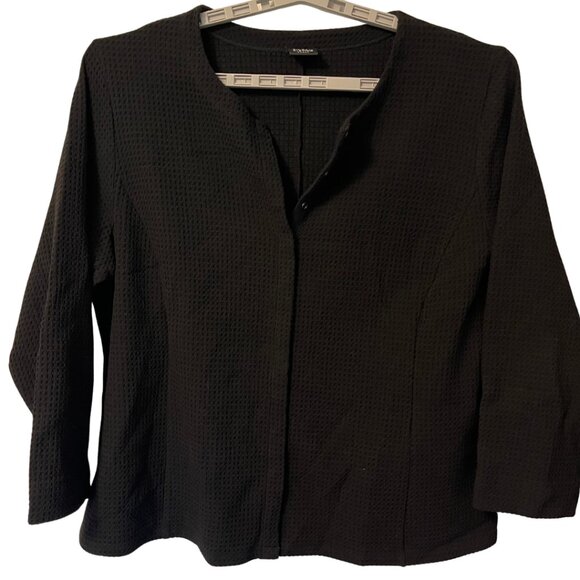 Eileen Fisher Woman Black Textured Snap Front Jacket Size 2X - Picture 1 of 7